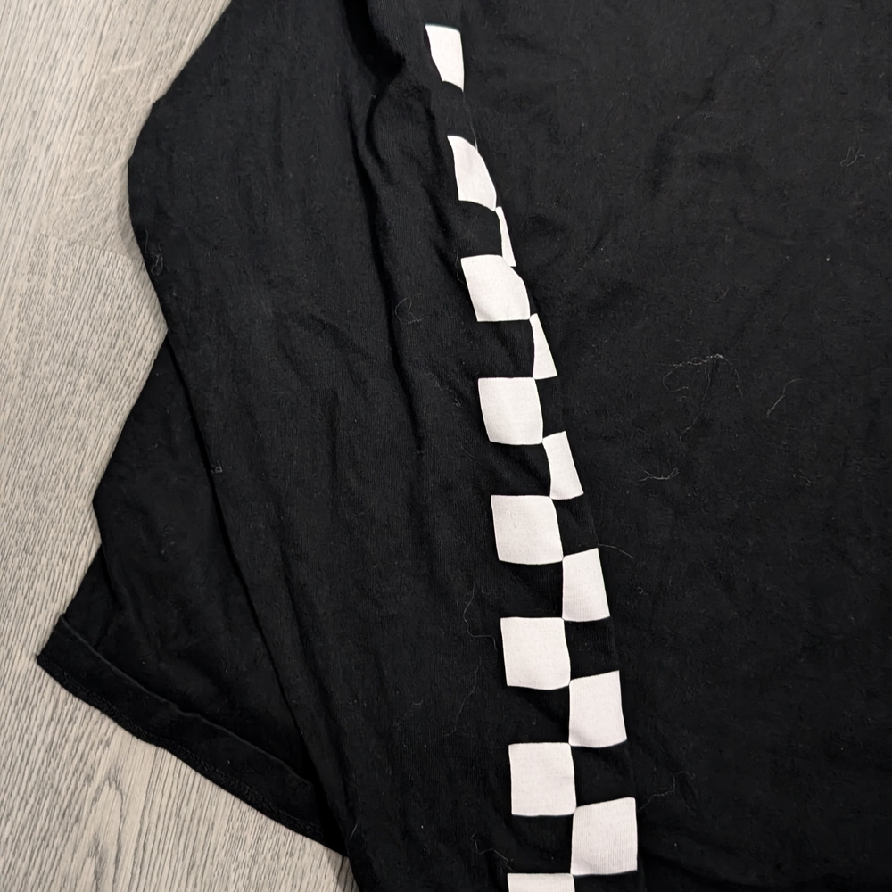 Forever 21 Checkerboard Long Sleeve Crop Top Small Emo Scene Y2K - Picture 3 of 9